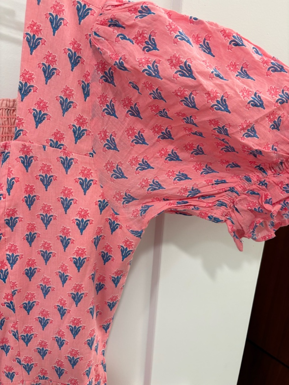 Ivy City Co Pink Catalina Floral Smocked Milkmaid Prairie Midi Dress With Slit - Picture 5 of 14